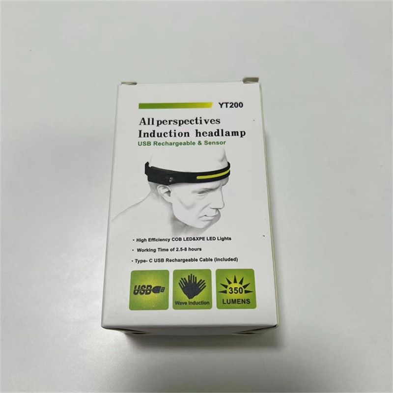 Hodelykt YT200, COB ledstripe, sensor, 350 Lm, USB-C
